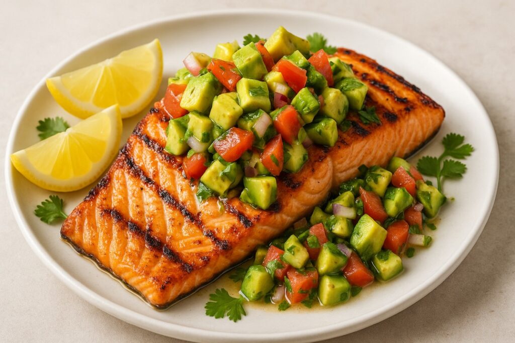 Grilled Salmon with Avocado Salsa